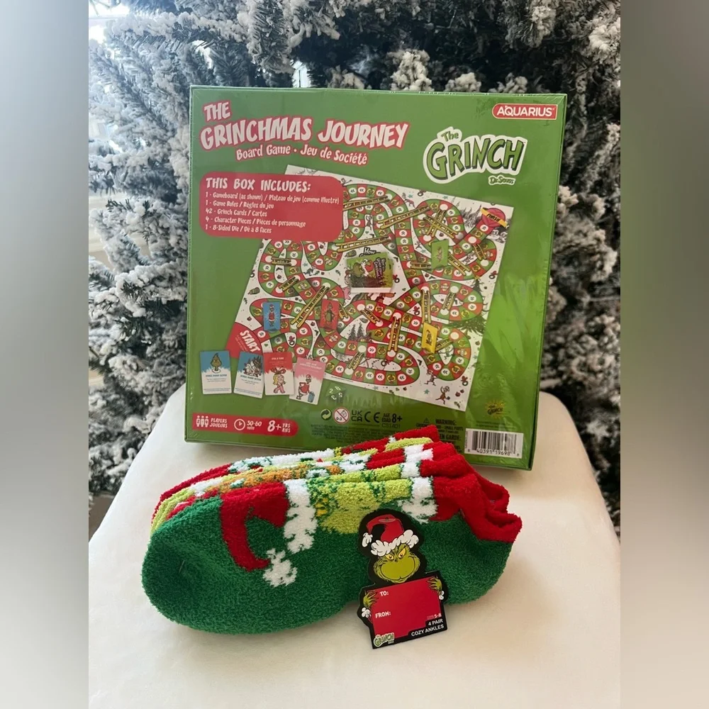 Grinch Gift Bundle – Board‎ Game + 4-Pair Cozy Socks | NEW